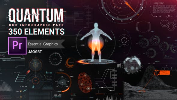 PR脚本-375种科技感HUD信息化动态图形UI元素包 Quantum HUD and HiTech Elements for Premiere Pro-影创院