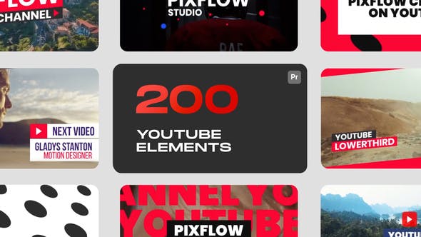PR脚本-38组社交媒体视频网站文字标题设计宣传动画 YTB Elements for Premiere Pro-影创院