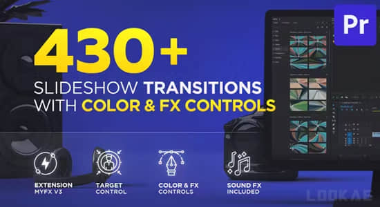 PR脚本-430个幻灯片效果视频转场过渡预设 Slideshow Transitions-影创院