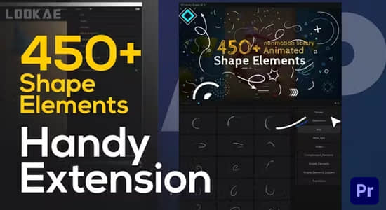 PR脚本-450种简洁线条箭头爆炸图形MG动画预设 Shape Elements Pack-影创院