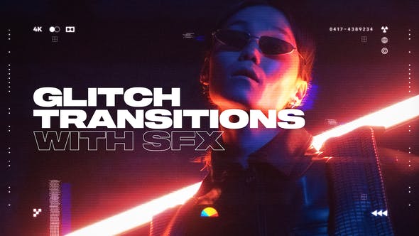 PR脚本-500组画面损坏故障干扰VHS色散毛刺抖动转场预设 Glitch Transitions-影创院