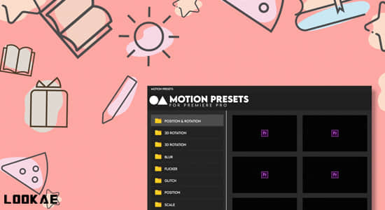 PR脚本-图层缓入缓出抖动弹跳缩放旋转动作预设 Motion Presets V1.1.0 for Premiere Pro-影创院