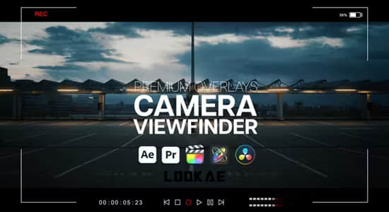 视频素材/AE/PR模板-摄像机录制取景框叠加元素动画 Overlays Camera Viewfinder-影创院