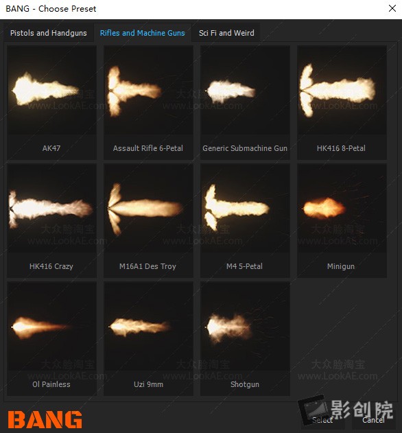 中文汉化-AE插件-三维枪口火焰闪光火花枪火特效 Bang v1.1.0 Win/Mac + 使用教程