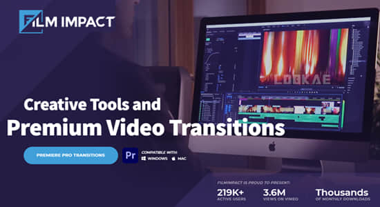 最受欢迎六类62个PR特效转场插件合集包FilmImpact Premium Video Transitions V4.9.6 CE Win-影创院