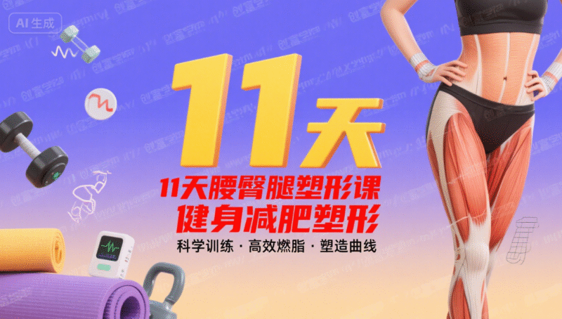 11天腰臀腿塑形课 健身减肥塑形-创富院