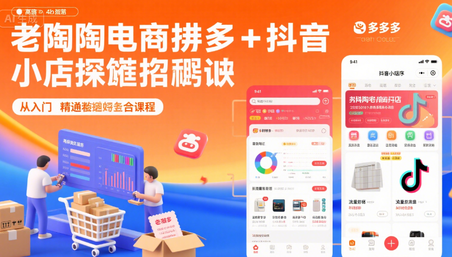 老陶电商拼多多+抖音小店运营秘籍：从入门到精通的全套课程-创富院