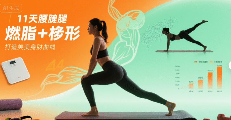 11天腰臀腿塑形课：燃脂+塑形，打造完美身材曲线！-创富院