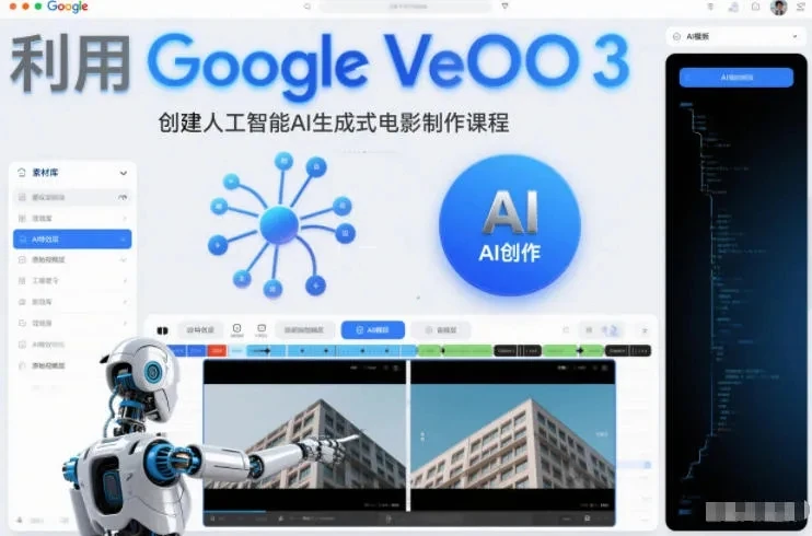 【精】利用Google Veo 3创建人工智能AI生成式电影制作课程，使用人工智能的力量创建令人惊叹的视频-创富院
