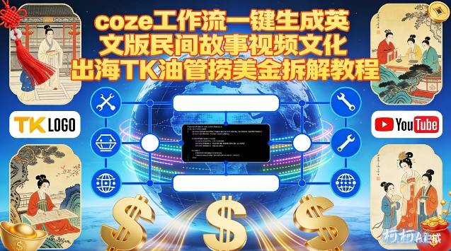 Coze扣子工作流一键生成英文版民间故事视频，文化出海TK油管捞美金拆解教程-创富院
