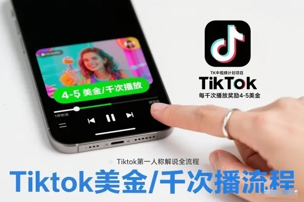 TK中视频计划项目，Tiktok第一人称解说流程，每干次播放奖励4-5美金-创富院