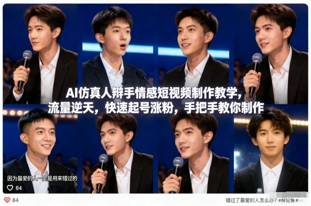 AI仿真人辩手情感短视频制作教学，流量逆天，快速起号涨粉，手把手教你制作-创富院