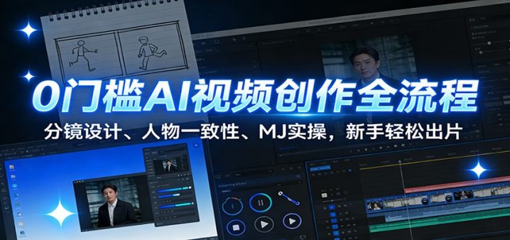 0门槛AI视频创作全流程：分镜设计、人物一致性、MJ实操，新手轻松出片-创富院