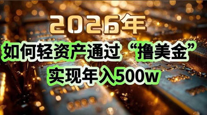 （17033期）2026年如何轻资产通过“撸美金”实现年入500w-创富院