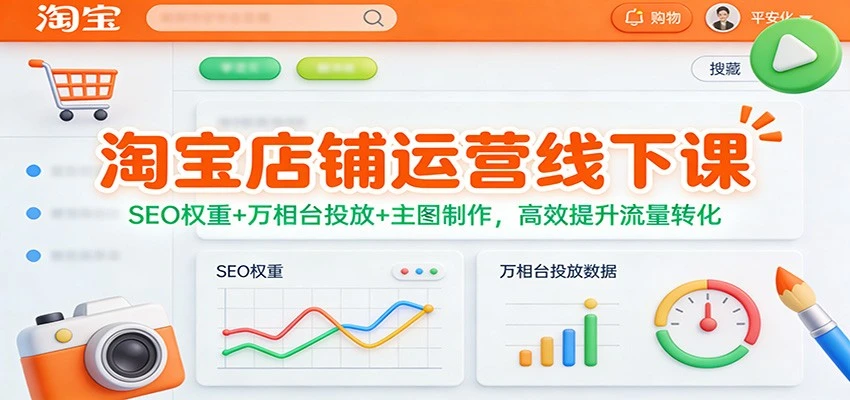 【精】淘宝店铺运营线下课：SEO权重+万相台投放+主图制作，高效提升流量转化-创富院