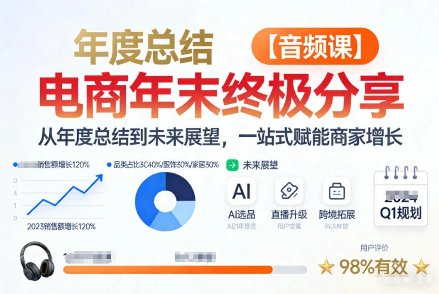 电商年未终极分享,从年度总结到未来展望,一站式赋能商家增长【音频课】-创富院
