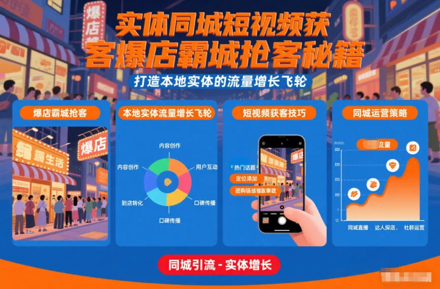 实体同城短视频获客爆店霸城抢客秘籍,打造本地实体的流量增长飞轮-创富院