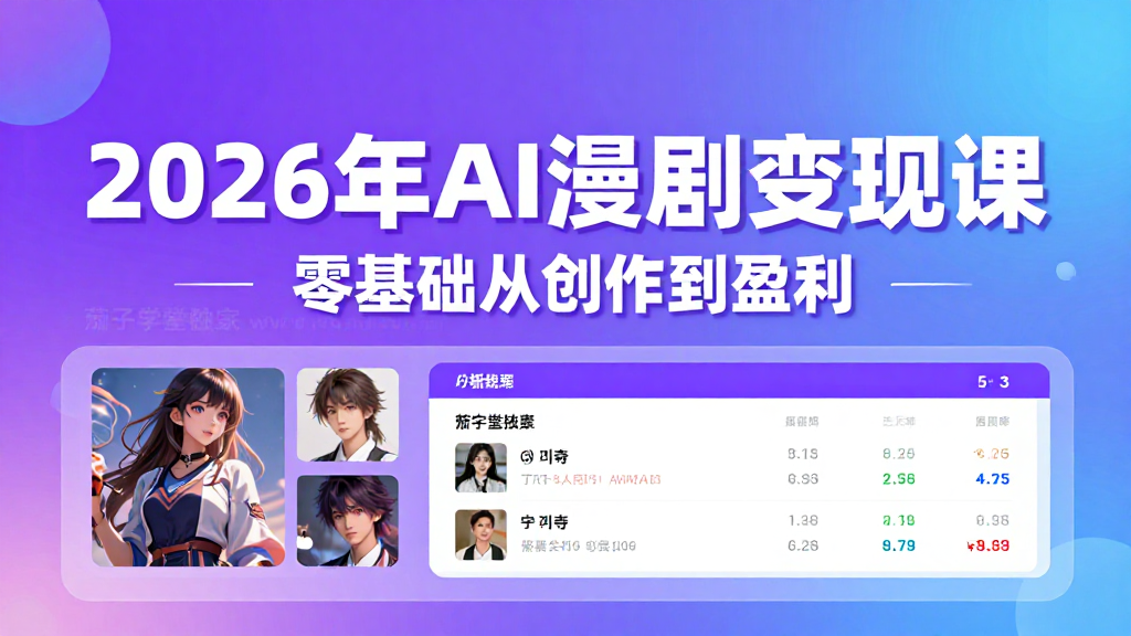2026年AI漫剧变现课,零基础从创作到盈利