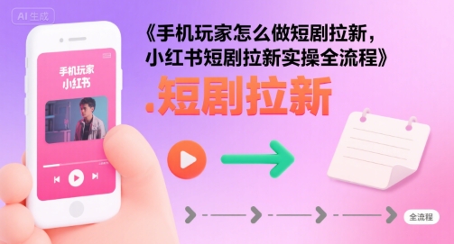手机玩家怎么做短剧拉新，小红书短剧拉新实操全流程-创富院