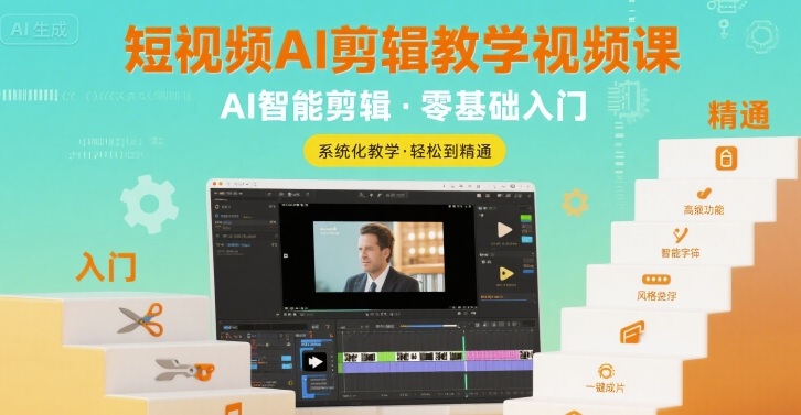 短视频AI剪辑教学视频课，入门到精通-创富院