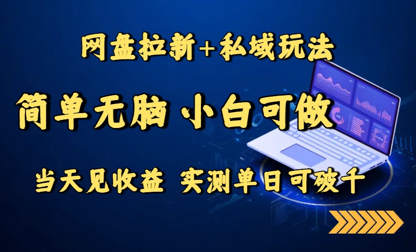 网盘拉新+私域玩法，简单无脑，小白可做，当天见收益，实测单日可破千-创富院