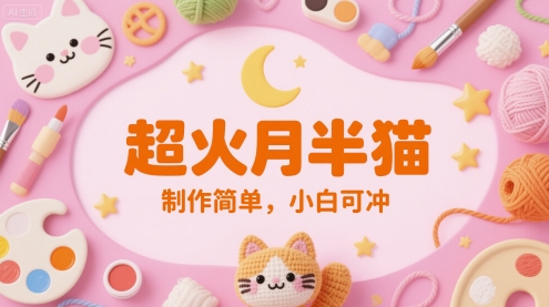 超火月半猫，制作简单，小白可冲-创富院