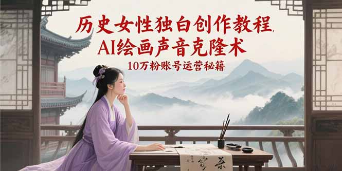 （15186期）历史女性独白创作教程，AI绘画声音克隆术，10万粉账号运营秘籍-影创院