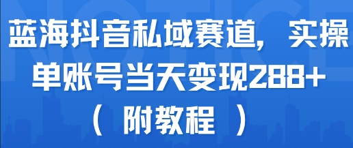 蓝海抖音私域赛道，实操单账号当天变现288+(附教程)-创富院
