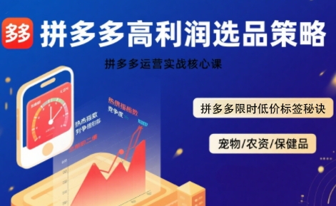 拼多多选品暴利技术实战课，拼多多高利润选品策略，拼多多限时低价标签秘诀-创富院