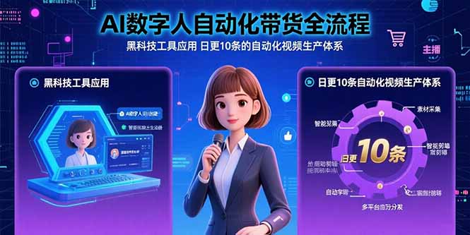 AI数字人自动化带货全流程：黑科技工具应用 日更10条的自动化视频生产体系-创富院