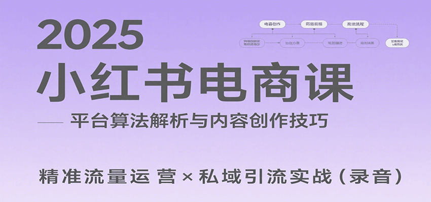 2025小红书电商课：解析算法，创作高转化内容，助力卖家获取流量实现变现(录音)-创富院