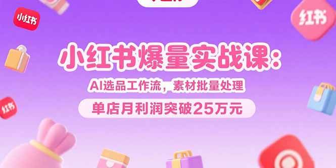 （15462期）小红书爆量实战课：AI选品工作流，素材批量处理，单店月利润突破25万元-创富院