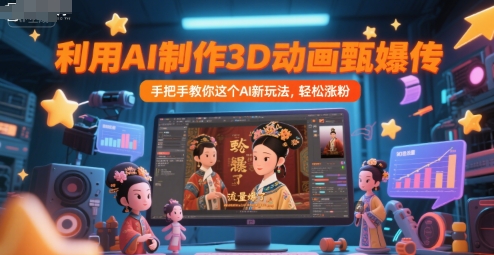 利用AI制作3D动画甄嬛传，流量爆了，手把手教你这个AI新玩法，轻松涨粉-影创院