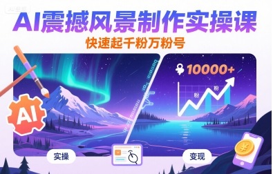 AI震撼风景制作实操课，快速起千粉万粉号-创富院