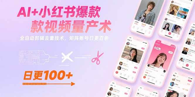 （15542期）AI+小红书爆款视频量产术：全自动剪辑去重技术，矩阵账号日更百条-创富院