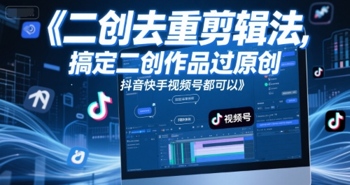 短视频二创去重剪辑法，搞定二创作品过原创，抖音快手视频号都可以-创富院