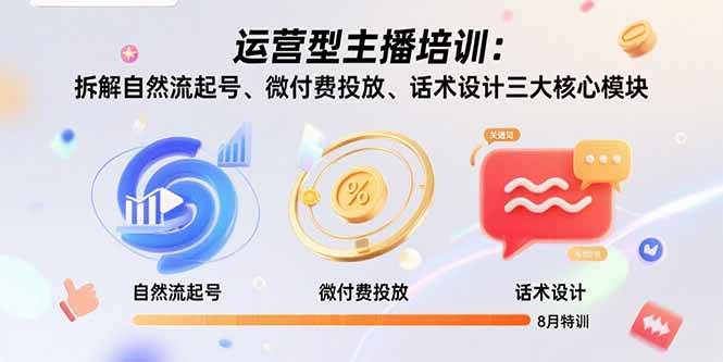 （15654期）运营型主播培训：拆解自然流起号、微付费投放、话术设计三大核心模块-8月-创富院