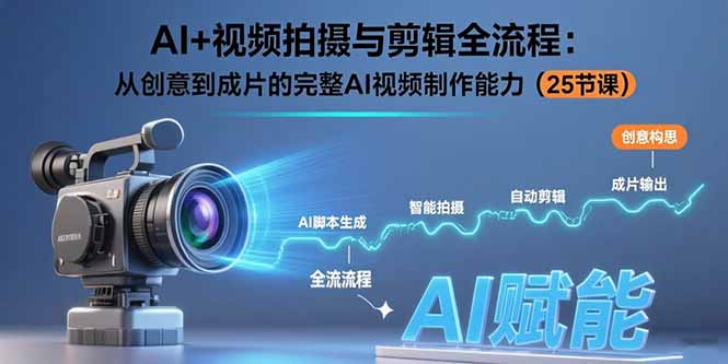 AI+视频拍摄与剪辑全流程：从创意到成片的完整AI视频制作能力(25节课-创富院