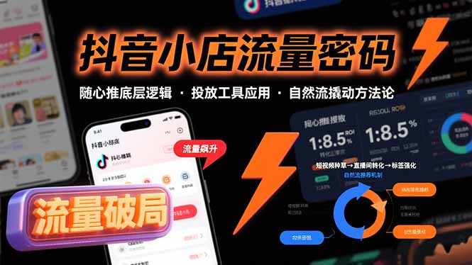 抖音小店流量密码，随心推底层逻辑，投放工具应用，自然流撬动核心方法论-创富院