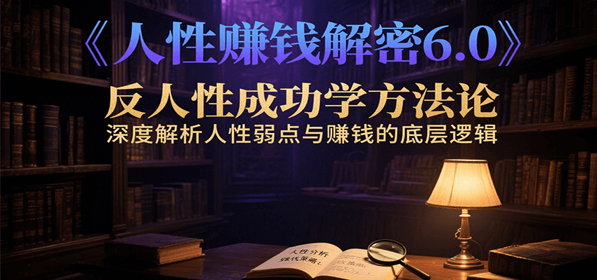 人性赚钱解密6.0，反人性成功学方法论，深度解析人性弱点与赚钱的底层逻辑-创富院