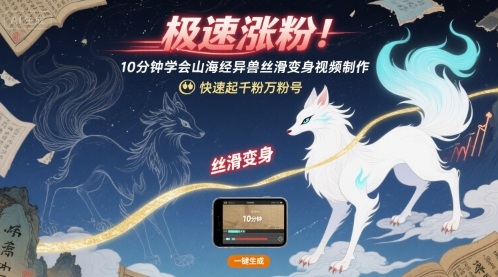 极速涨粉！10分钟学会山海经异兽丝滑变身视频制作，快速起千粉万粉号-创富院