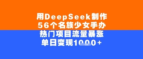 用DeepSeek制作56个名族少女手办，单日变现几张，热门项目流量暴涨-创富院