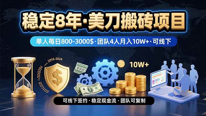图片[1]-（15632期）稳定8年的美刀搬砖项目，单人每日收益800—3000.团队4人月入10W+.可线下-创富院
