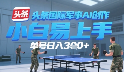 今日头条国际军事AI写作，单号每天轻松3张+-创富院