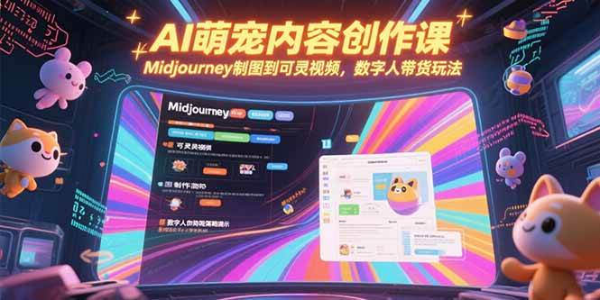 （15311期）AI萌宠内容创作课，Midjourney制图到可灵视频，数字人带货玩法-创富院
