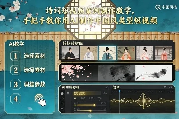【精】古诗词短视频案例制作教学，手把手教你用AI制作中国风类型短视频-创富院