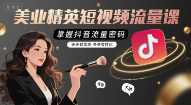 美业精英短视频流量课，掌握抖音流量密码，天天有询单，条条有转化-创富院
