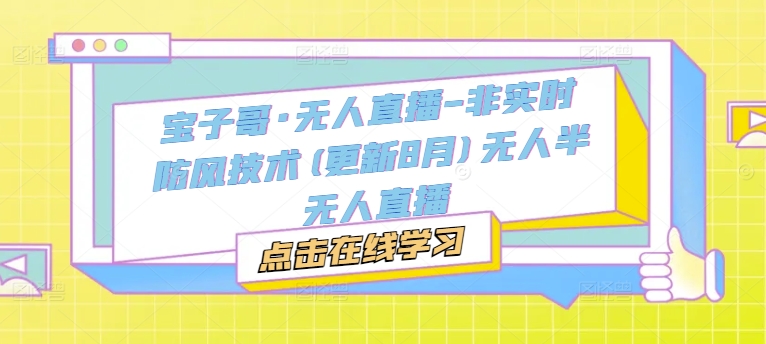 宝子哥·无人直播-非实时防风技术(更新25年7月)无人半无人直播-创富院