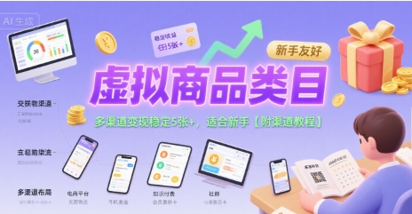 虚拟商品类目，多渠道变现稳定5张+，适合新手【附渠道教程】-创富院
