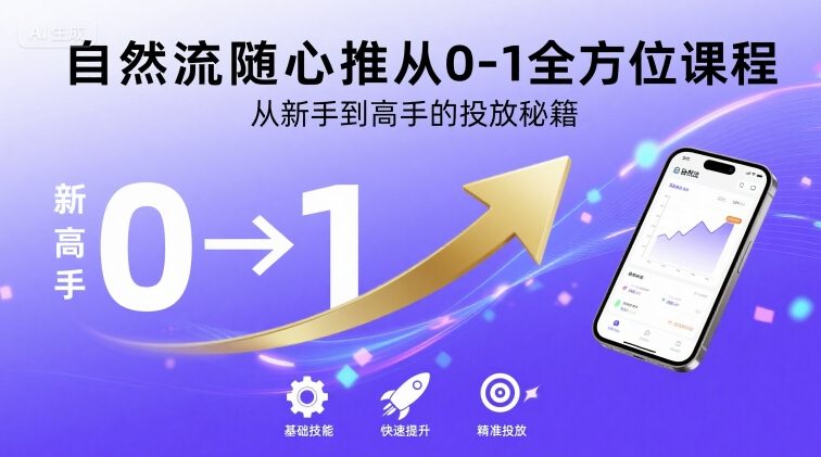 自然流随心推从0-1全方位课程，从新手到高手的投放秘籍-创富院